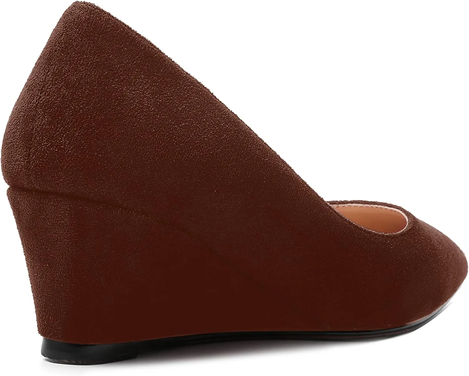 ROSERWISH Womens Wedding Pointed Toe Suede Fashion Slip On Comfortable Wedge Low Heel Pumps Dress Shoes 2 Inch
