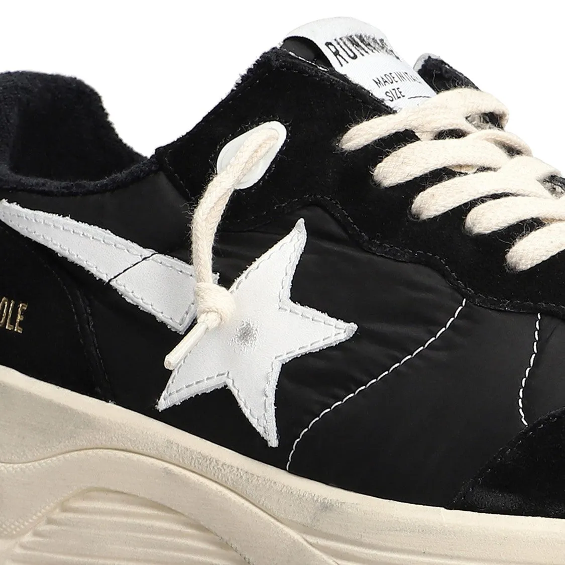 Running Leather Star Sneakers With Contrasting White Detail