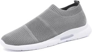 Running Shoes for Men Slip on Sneakers Grey Workout Breathable Walking Athletic Comfortable Slippers Size 10