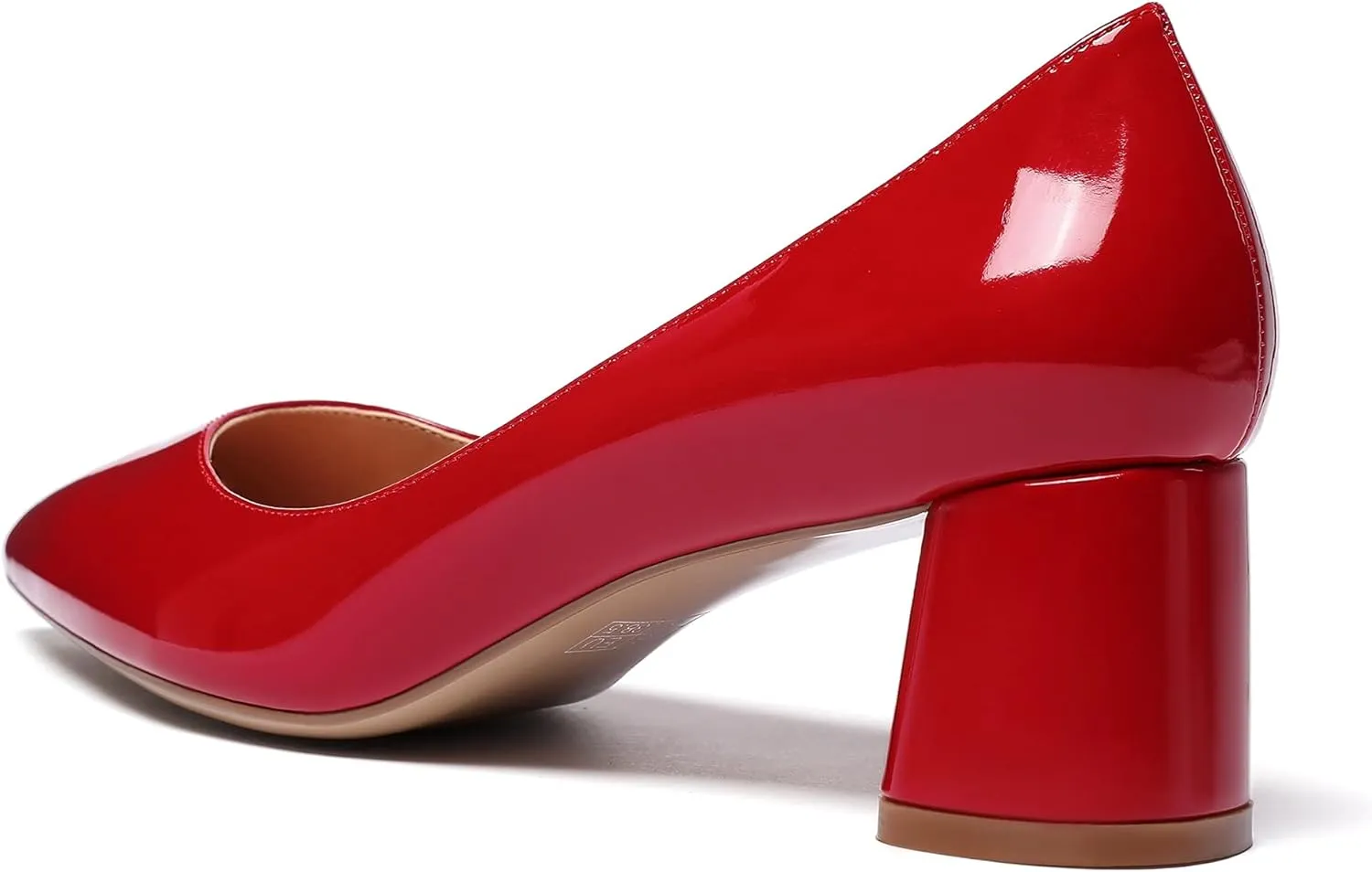 SAMMITOP Women's Women's Chunky Heels Slip-on Pumps Comfortable Leather Mid Heel Pointed Toe Block Office Classic Shoes 5 cm Heel