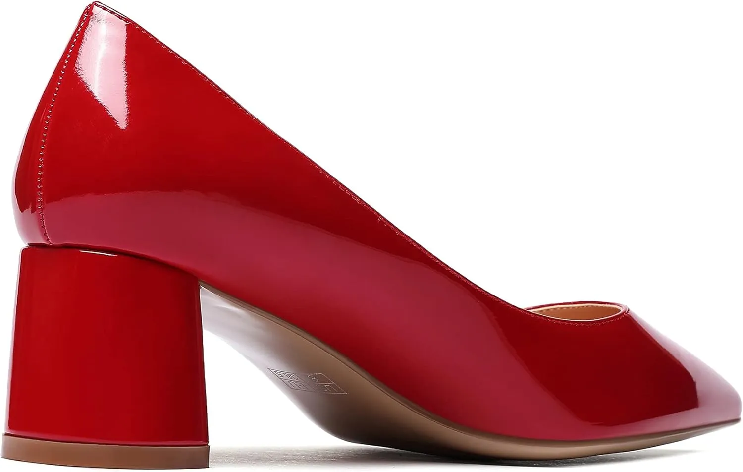SAMMITOP Women's Women's Chunky Heels Slip-on Pumps Comfortable Leather Mid Heel Pointed Toe Block Office Classic Shoes 5 cm Heel