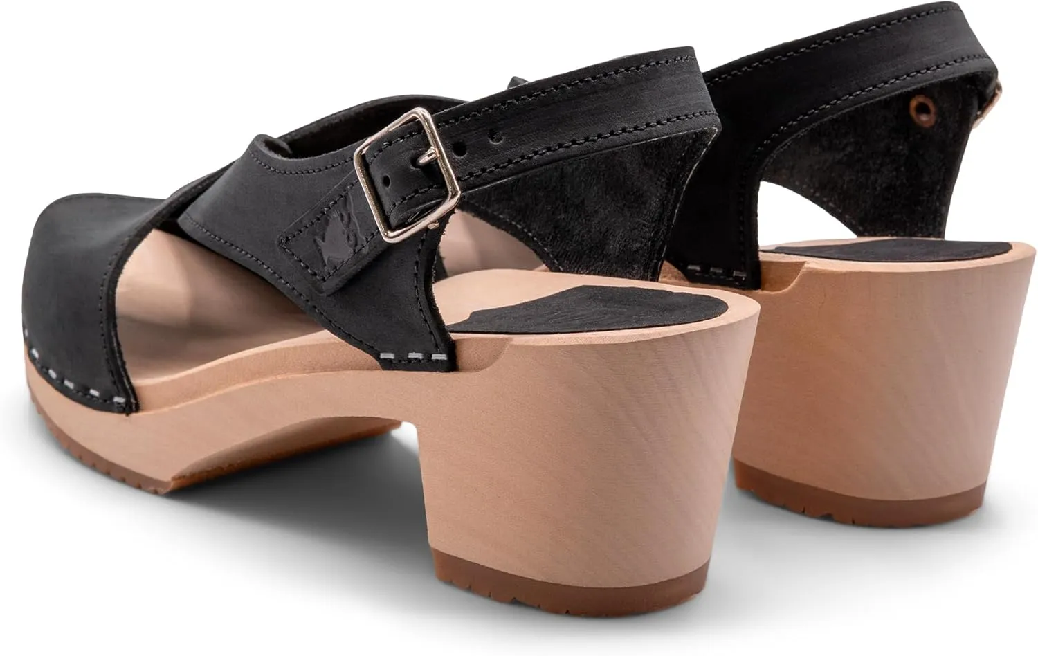 Sandgrens Handmade Swedish Wood Clogs for Women, High Heel Sandal | Morocco