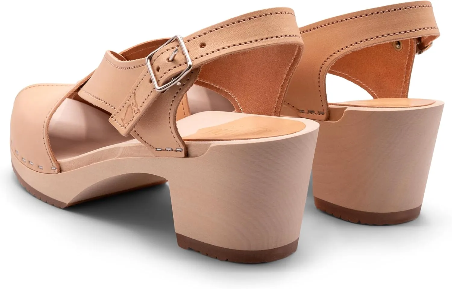 Sandgrens Handmade Swedish Wood Clogs for Women, High Heel Sandal | Morocco