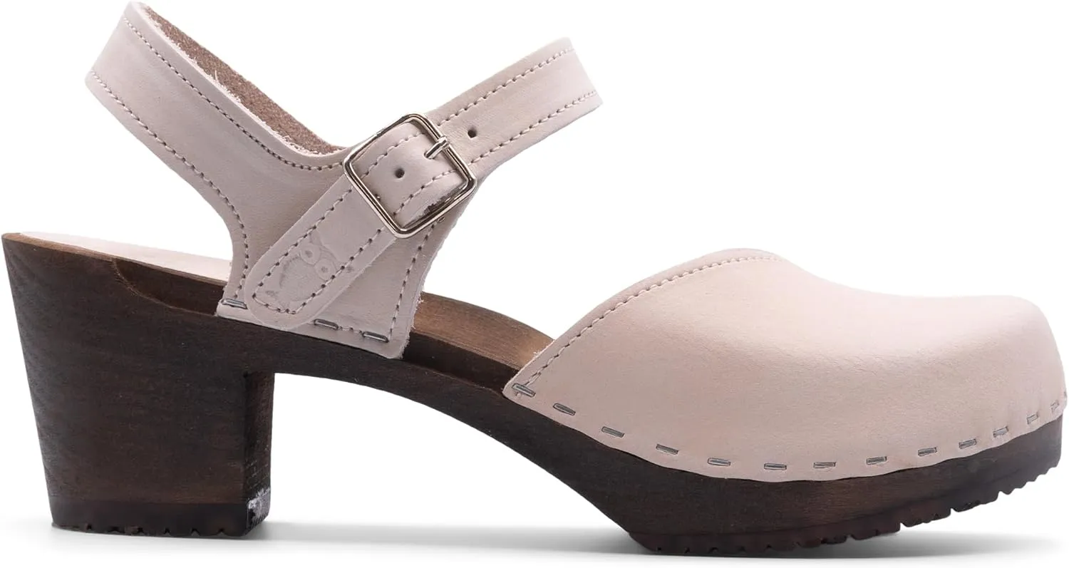 Sandgrens Handmade Swedish Wood Clogs for Women, High Heel Sandal | Victoria