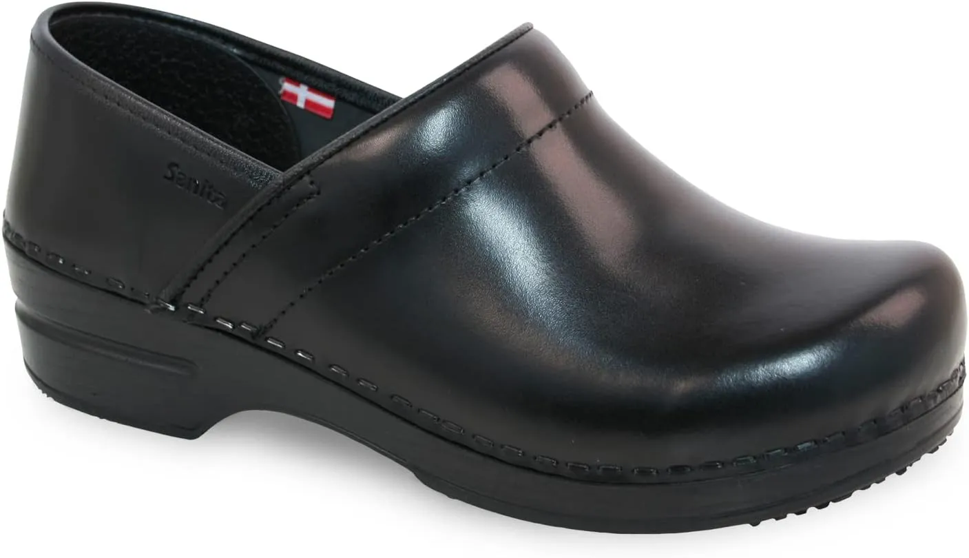 Sanita Addison Cabrio Leather Clogs for Women - Arch Support, Durable, Closed-Back, Certified Slip-Resistant Slip-On Shoes