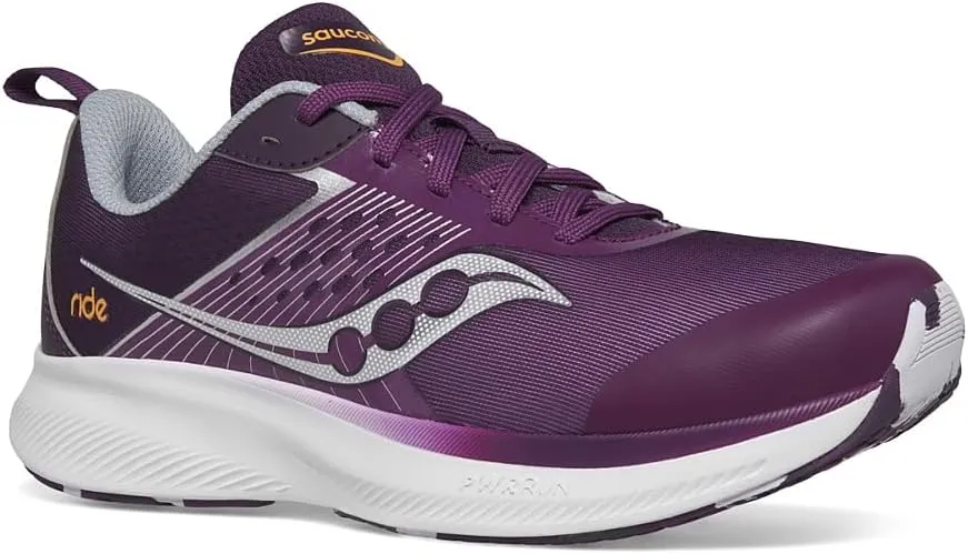 Saucony Ride Kidz Sneaker, Plum/White, 4 US Unisex Big Kid
