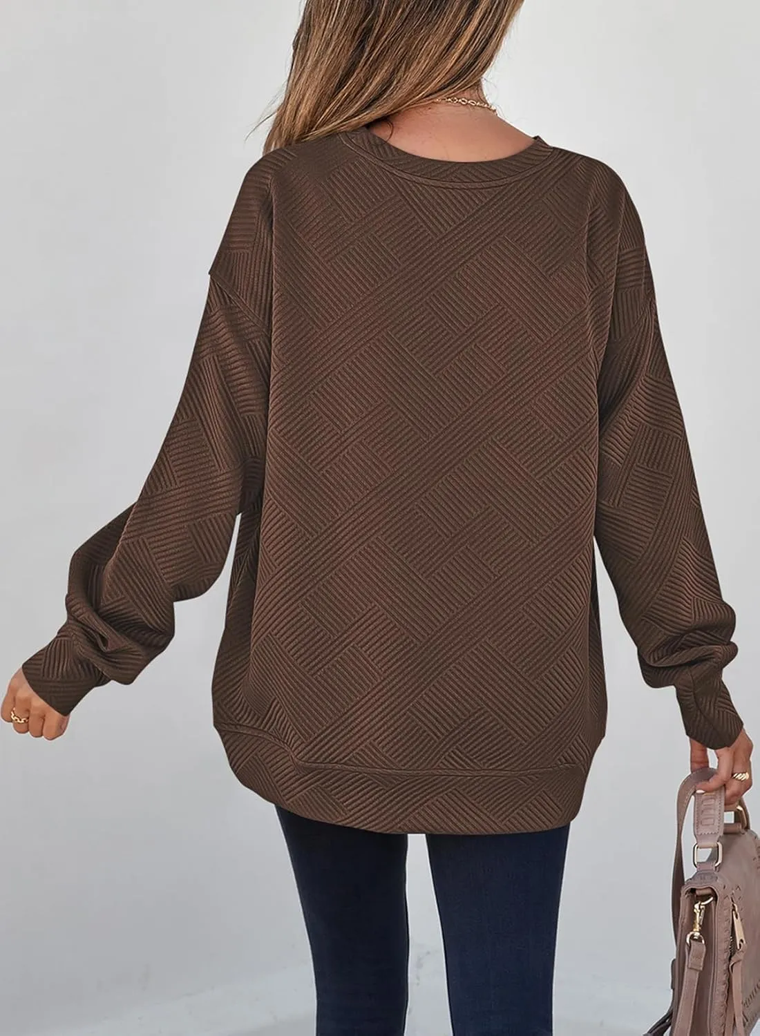 SHEWIN Womens Oversized Sweatshirt Fall Fashion 2024 Long Sleeve Tops Casual Crewneck Sweatshirts with Pockets