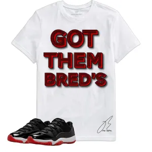 Shirt To Match 11 BRED, 23 Sneaker Graphic Tee, Best Gift, Birthday, Mens Clothing, Got Them, Red & Black (White, Medium)