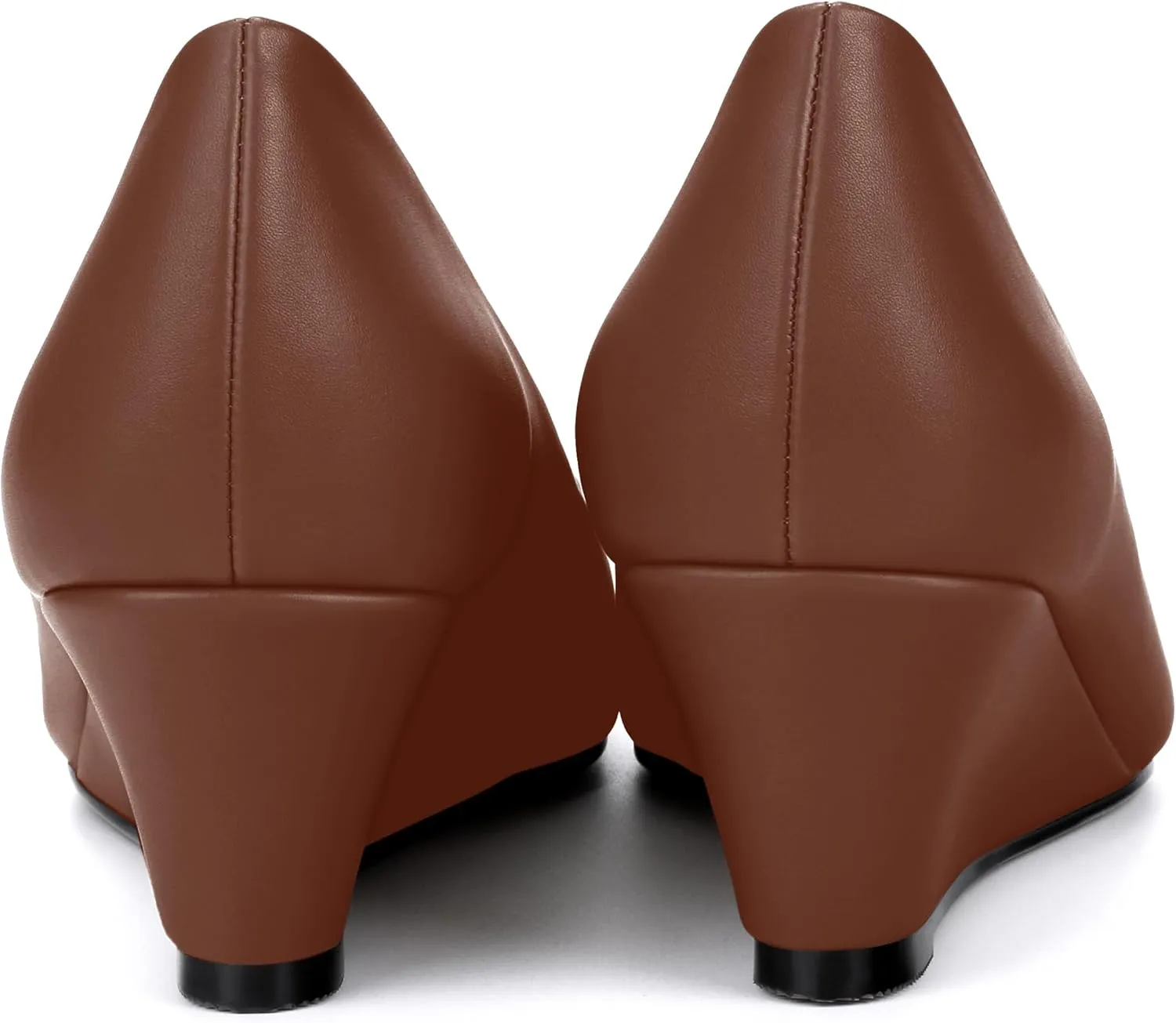 SHOWFOREST Women's Wedge Low Heels Square Toe Slip-on Comfortable Dress Pumps Shoes