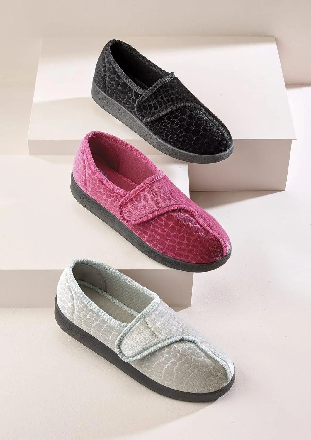 Silvert's Adaptive Clothing & Footwear Women’s Extra Wide Easy Closure Jewel Slippers for Seniors