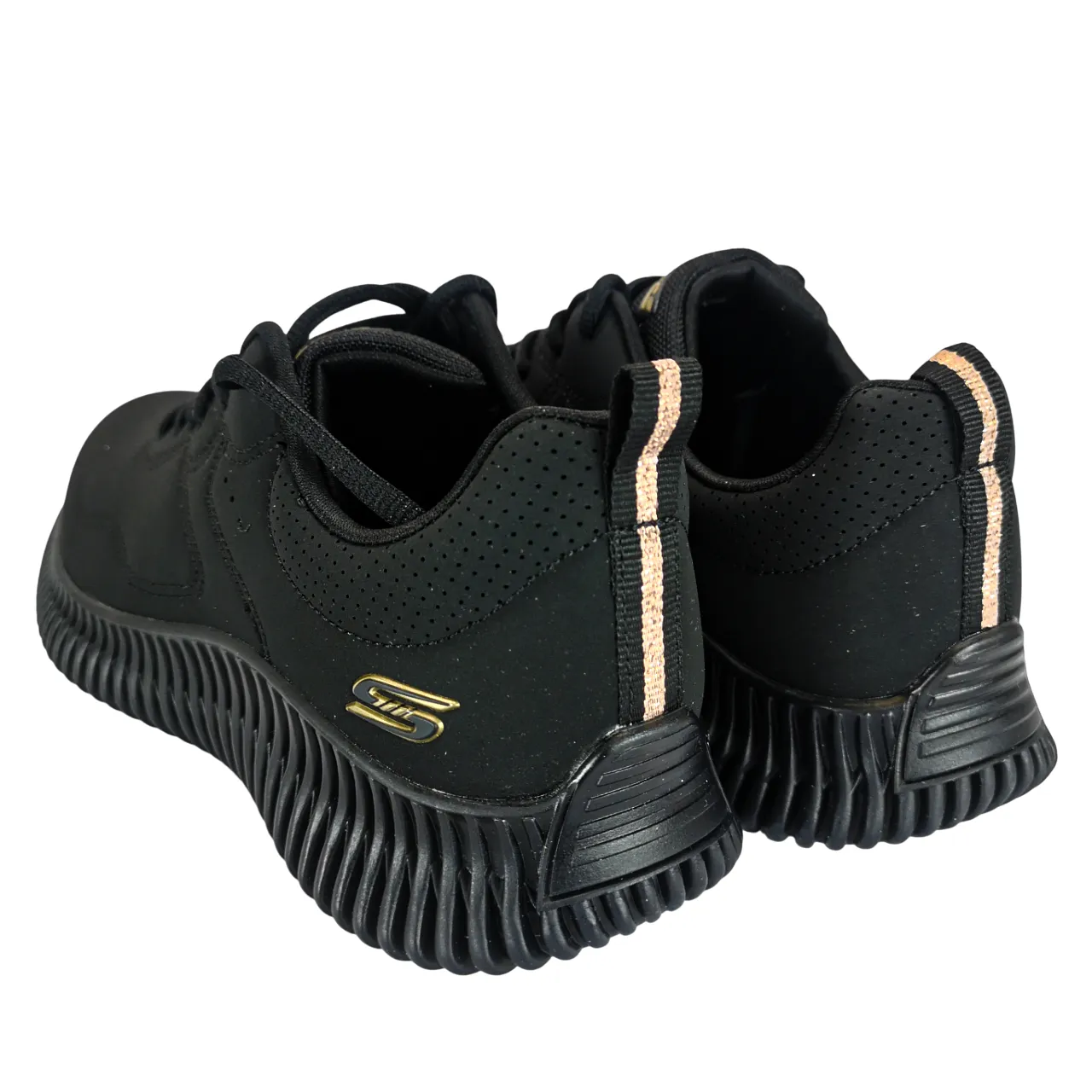 Skechers Leather Black Geo Ladies Sneaker