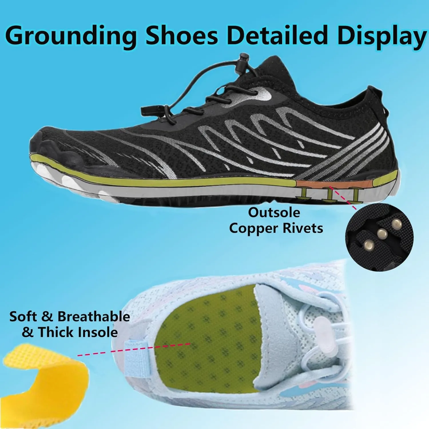 Skin Pro with Copper Grounding Allround Barefoot Shoes,Grounded Barefoot Footwear for Women Men,Comfortable Lightweight Non-Slip Minimalist Barefoot Shoes