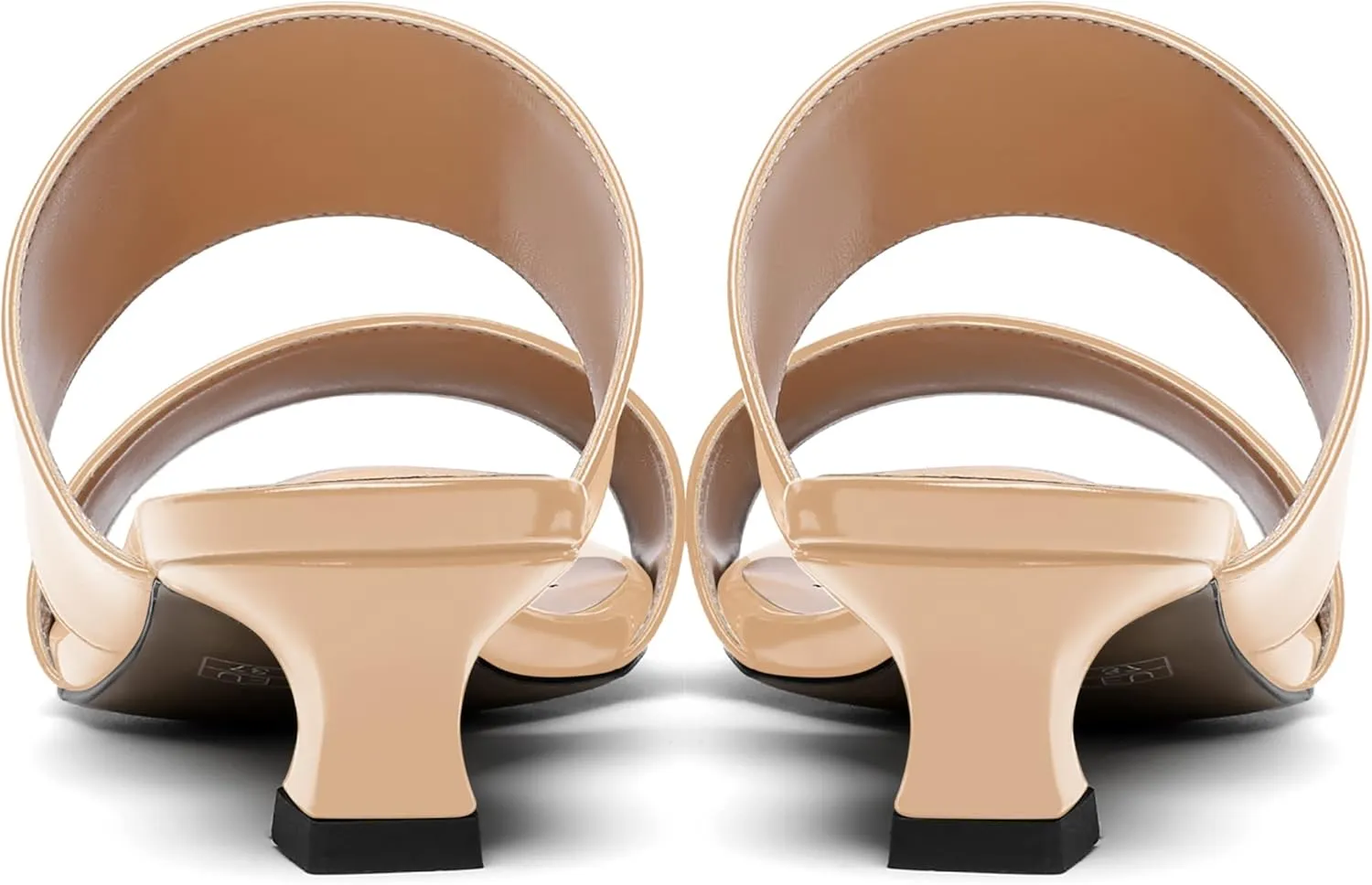 SKYSTERRY Women's Open Toe Patent Round Toe Slip On Cute Wedding Spool Low Heel Pumps Shoes 1.5 Inch