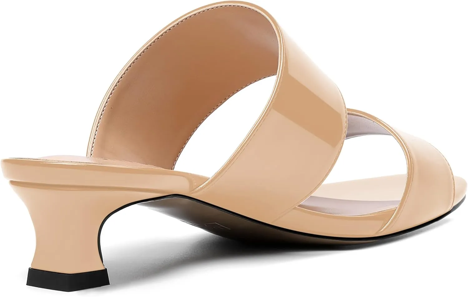 SKYSTERRY Women's Open Toe Patent Round Toe Slip On Cute Wedding Spool Low Heel Pumps Shoes 1.5 Inch