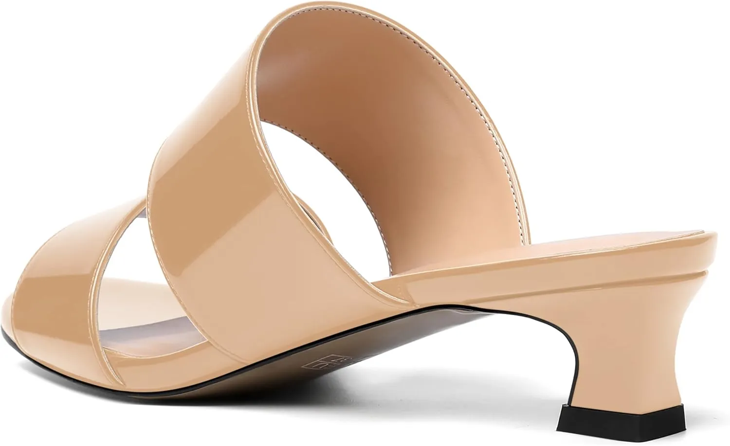 SKYSTERRY Women's Open Toe Patent Round Toe Slip On Cute Wedding Spool Low Heel Pumps Shoes 1.5 Inch