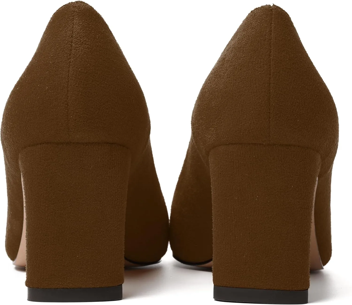 SKYSTERRY Womens Round Toe Fashion Dating Slip On Suede Block Mid Heel Pumps Shoes 2.5 Inch