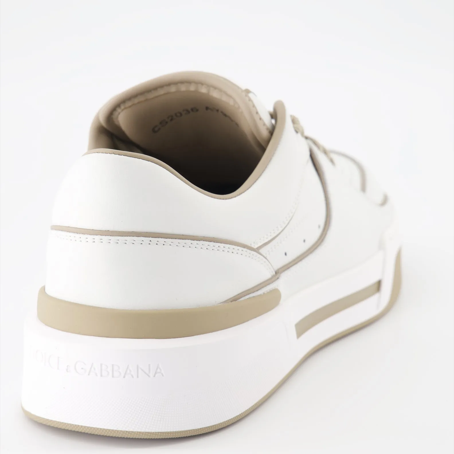 Sleek White-Beige Leather Sneakers