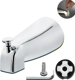 Slip Fit Tub Spout with Pull-Up Diverter for 1/2 inch Copper Tube,5.4 INCHES in Length,Easy to Install,Chrome (Not Applicable to Threaded Pipes) Thickened and Elongated Design 300 Grams