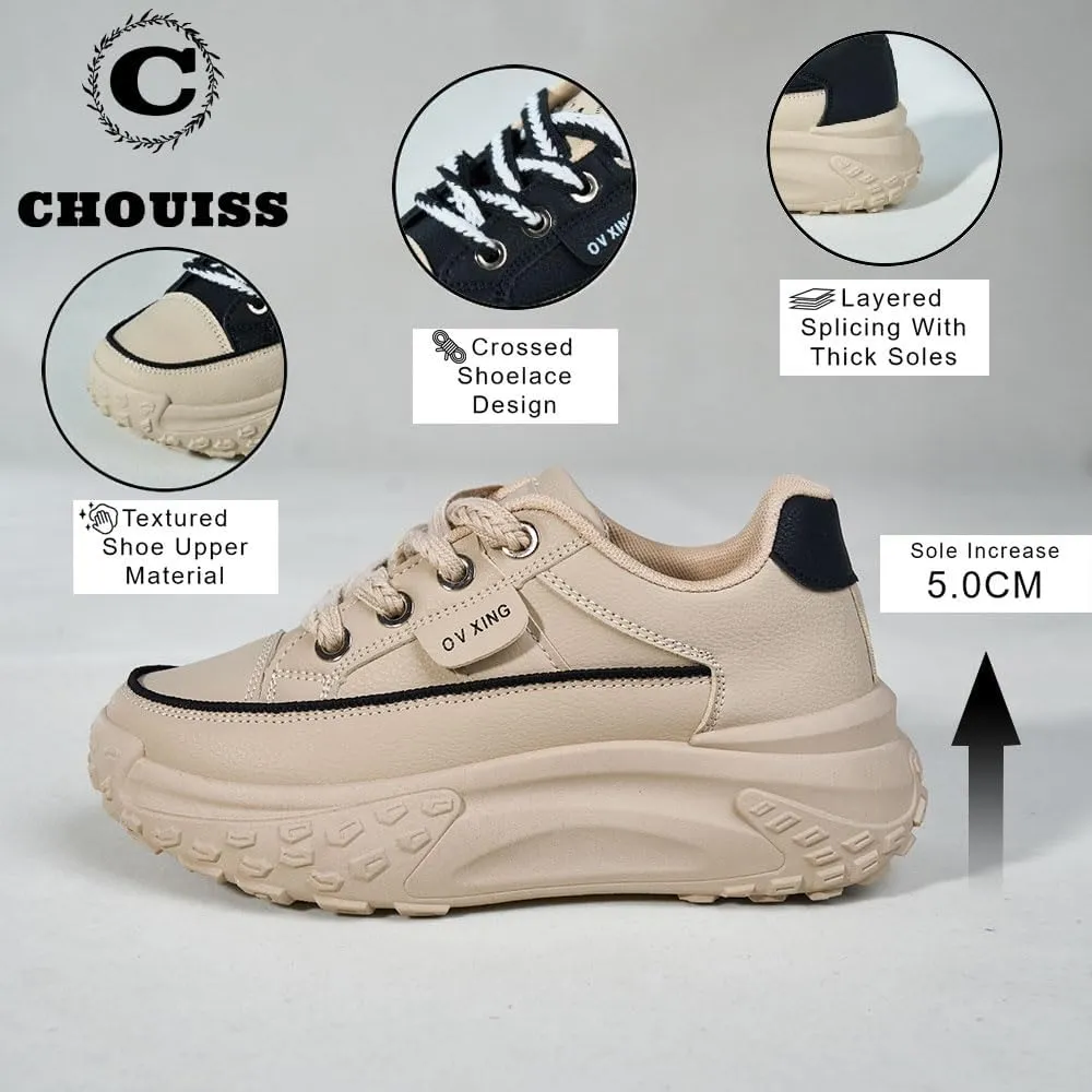 Sneakers for Women,Lace Up Thick Soled Non Slip Sports Shoes, Breathable, Stylish,Running,Shopping