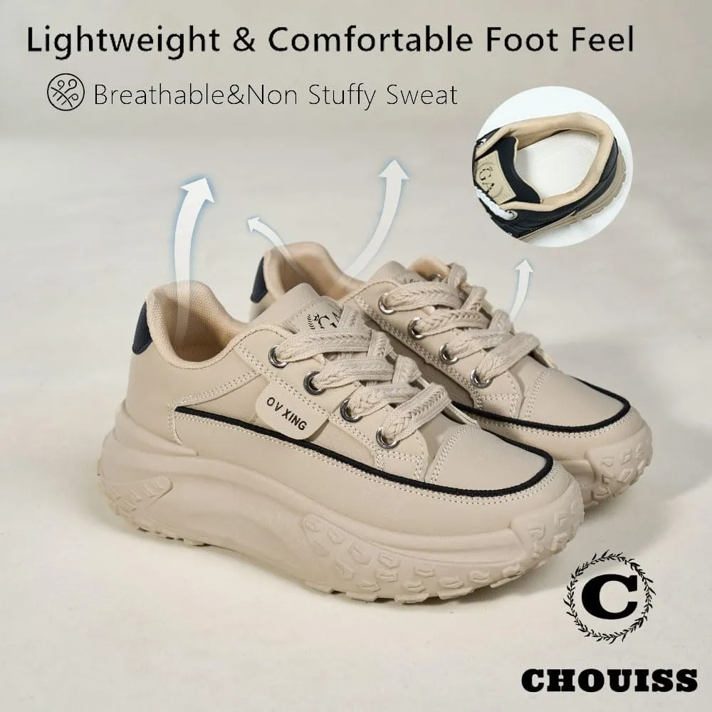 Sneakers for Women,Lace Up Thick Soled Non Slip Sports Shoes, Breathable, Stylish,Running,Shopping