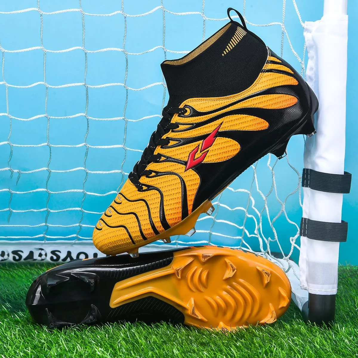Soccer Cleats for Mens Womens Lightweight Training Football Shoes Unisex Outdoor High Ankle Sneaker