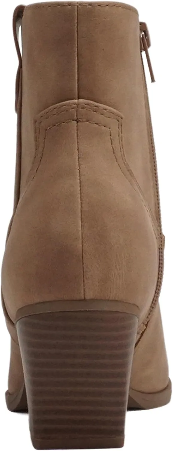 Soda “ABEAM” ~ Women Pointed Toe Medium Heel Ankle Shaft Western Boot Bootie with Side Zipper