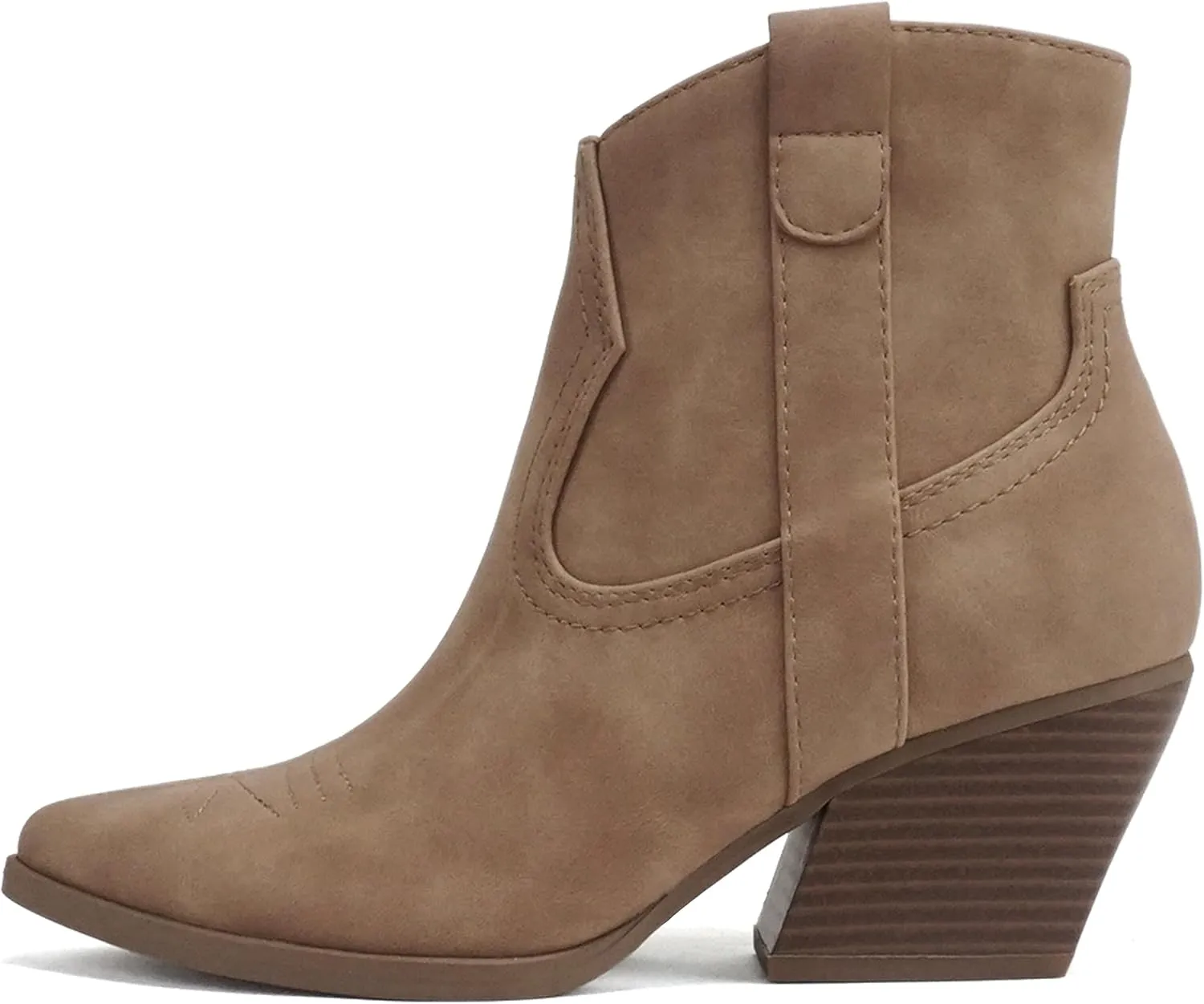 Soda “ABEAM” ~ Women Pointed Toe Medium Heel Ankle Shaft Western Boot Bootie with Side Zipper