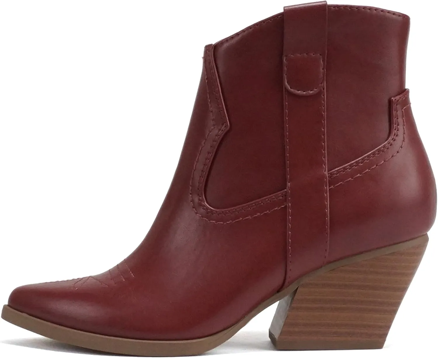 Soda “ABEAM” ~ Women Pointed Toe Medium Heel Ankle Shaft Western Boot Bootie with Side Zipper