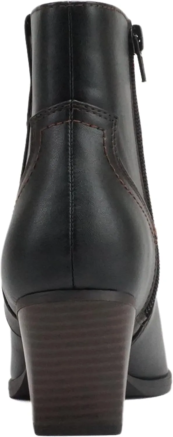 Soda “ABEAM” ~ Women Pointed Toe Medium Heel Ankle Shaft Western Boot Bootie with Side Zipper