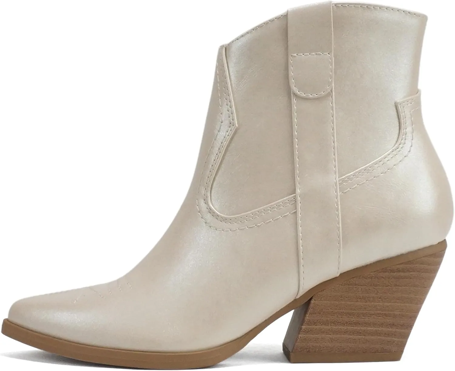 Soda “ABEAM” ~ Women Pointed Toe Medium Heel Ankle Shaft Western Boot Bootie with Side Zipper