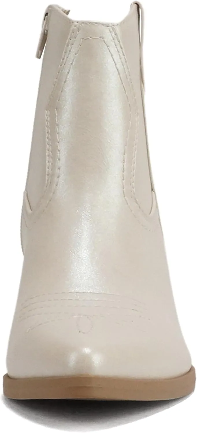 Soda “ABEAM” ~ Women Pointed Toe Medium Heel Ankle Shaft Western Boot Bootie with Side Zipper