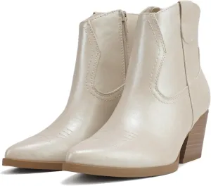 Soda “ABEAM” ~ Women Pointed Toe Medium Heel Ankle Shaft Western Boot Bootie with Side Zipper