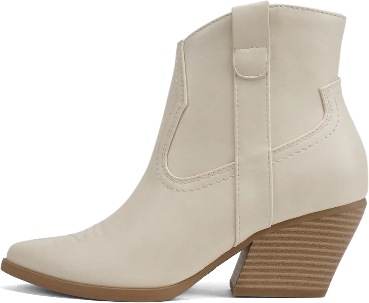 Soda “ABEAM” ~ Women Pointed Toe Medium Heel Ankle Shaft Western Boot Bootie with Side Zipper
