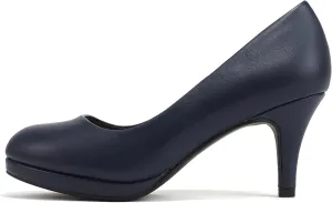 Soda “ANDI” ~ Women Closed Round Toe Slip-On Comfortable Cushion Insole Mid Heel Pump Shoe