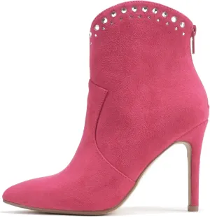 Soda “BANGLE” ~ Women Pointed Toe Stiletto High Heel Rhinestone Western Ankle Boot with Back Zipper