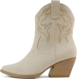 Soda “BLAZING” ~ Women Western Bootie Pointe Toe with Low Heel (Wide Fit Available)