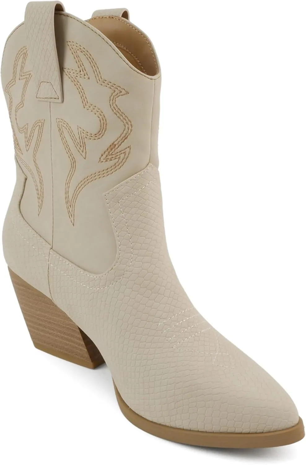 Soda “BLAZING” ~ Women Western Bootie Pointe Toe with Low Heel (Wide Fit Available)