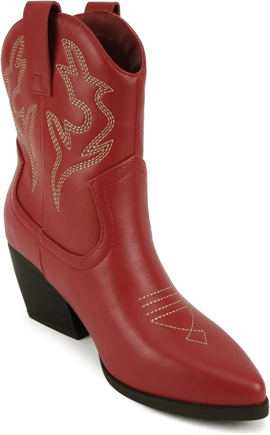 Soda “BLAZING” ~ Women Western Bootie Pointe Toe with Low Heel (Wide Fit Available)