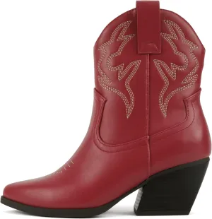 Soda “BLAZING” ~ Women Western Bootie Pointe Toe with Low Heel (Wide Fit Available)