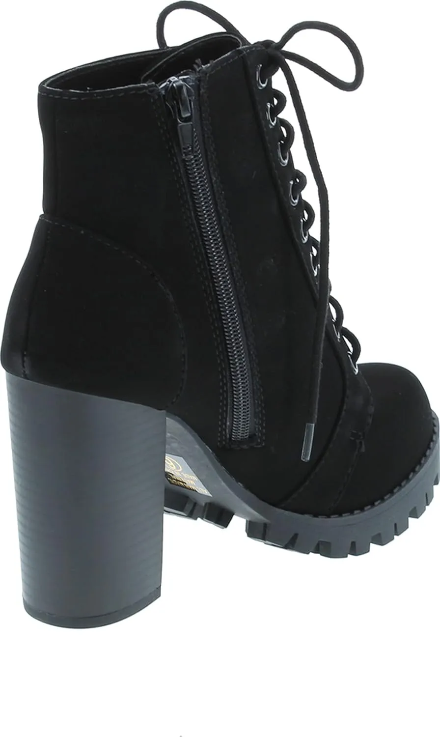 Soda Chalet – Fashion Lace up Military Inspired Ankle Boot with Stacked Heel and Side Zipper