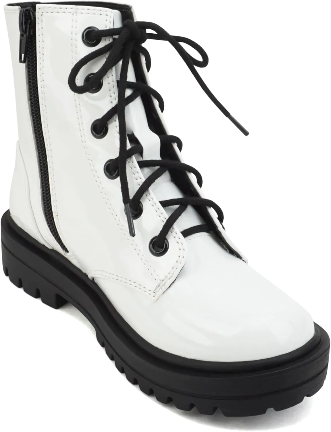 Soda FIRM-2 KIDS/CHILDREN/GIRLS Lug Sole Fashion Combat Ankle Bootie Lace up w/Side Zipper