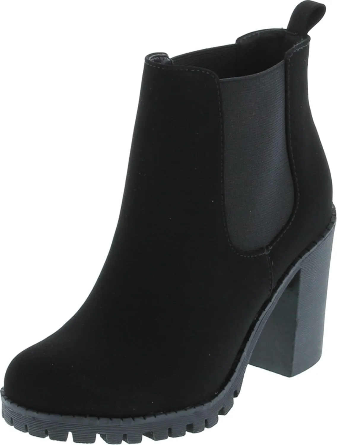 Soda Glove - Ankle Boot w/Lug Sole Elastic Gore and Chunky Heel