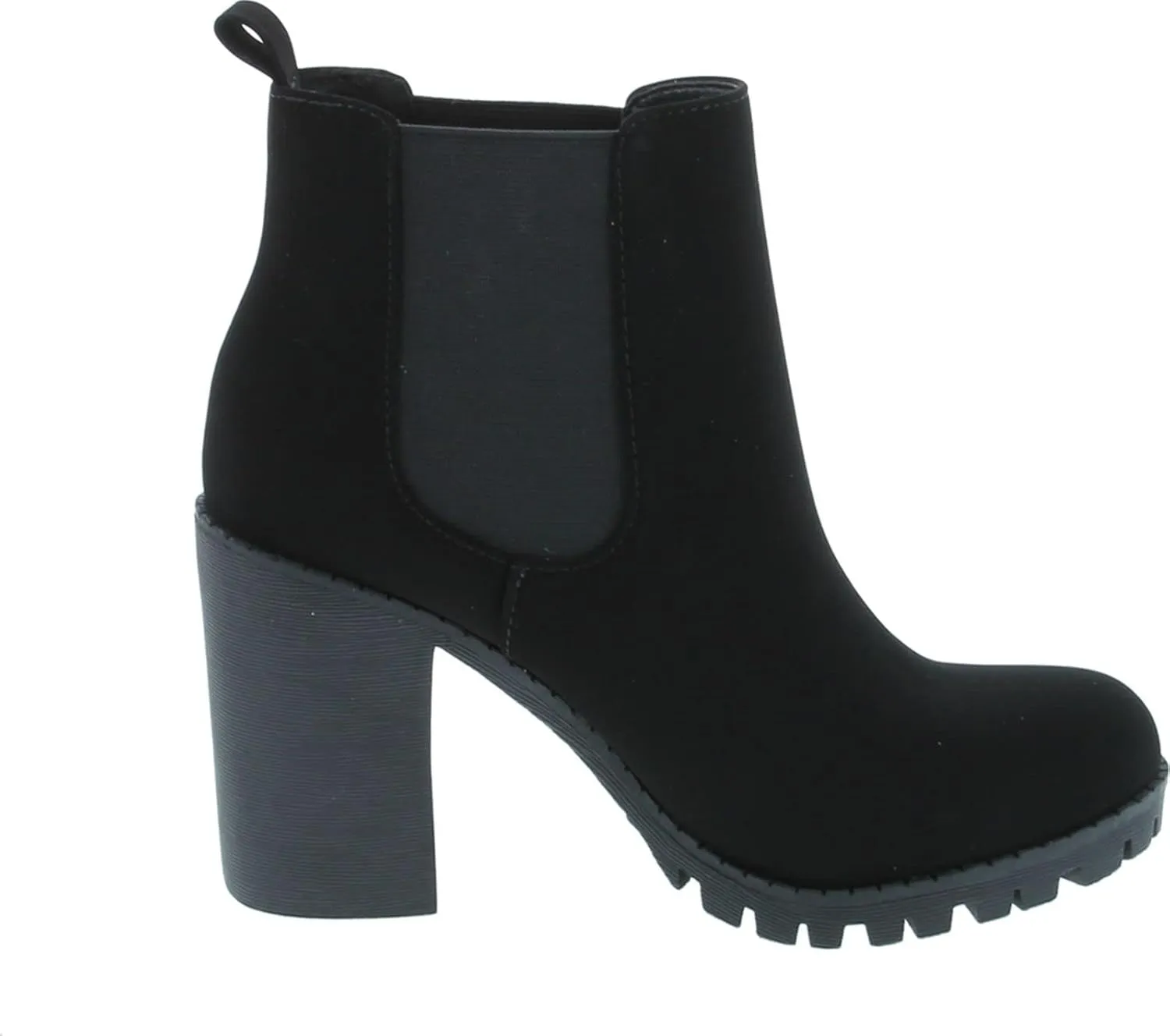 Soda Glove - Ankle Boot w/Lug Sole Elastic Gore and Chunky Heel