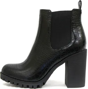 Soda Glove - Ankle Boot w/Lug Sole Elastic Gore and Chunky Heel