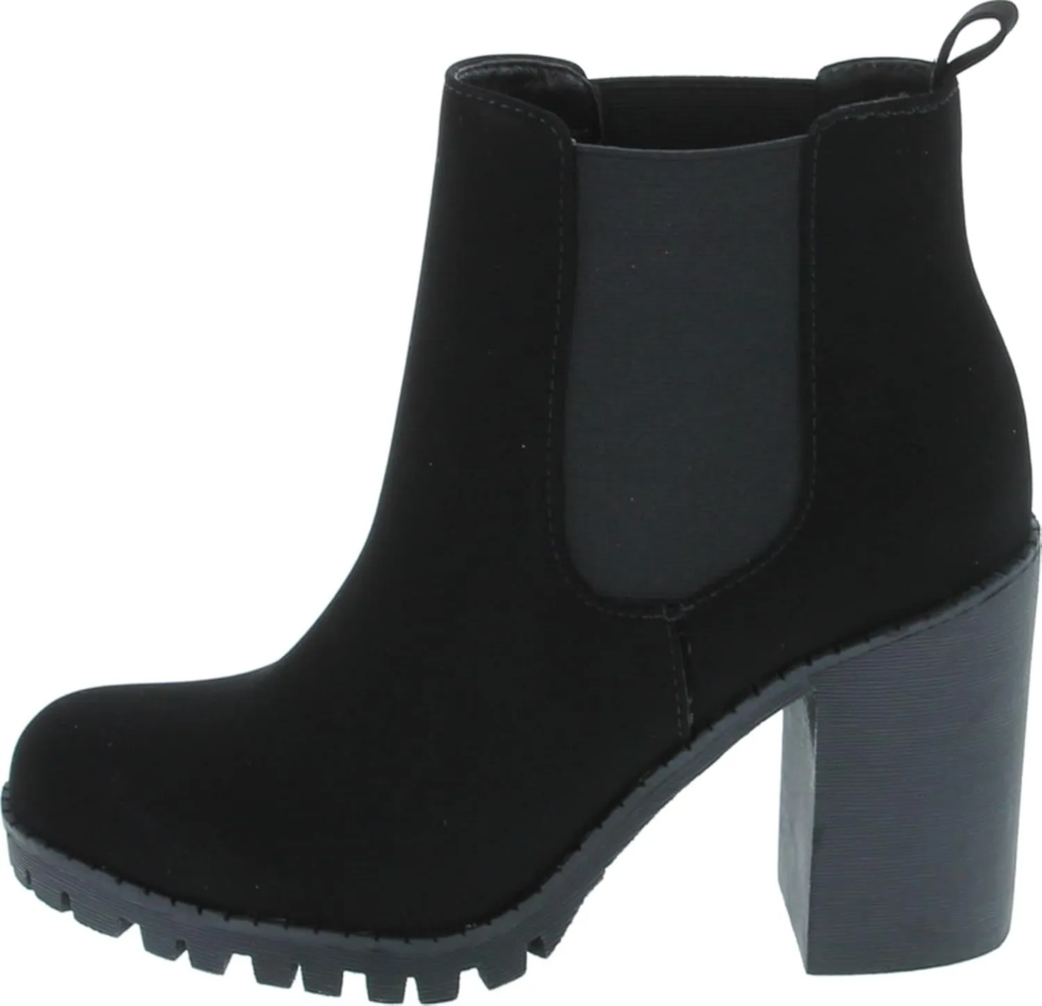 Soda Glove - Ankle Boot w/Lug Sole Elastic Gore and Chunky Heel