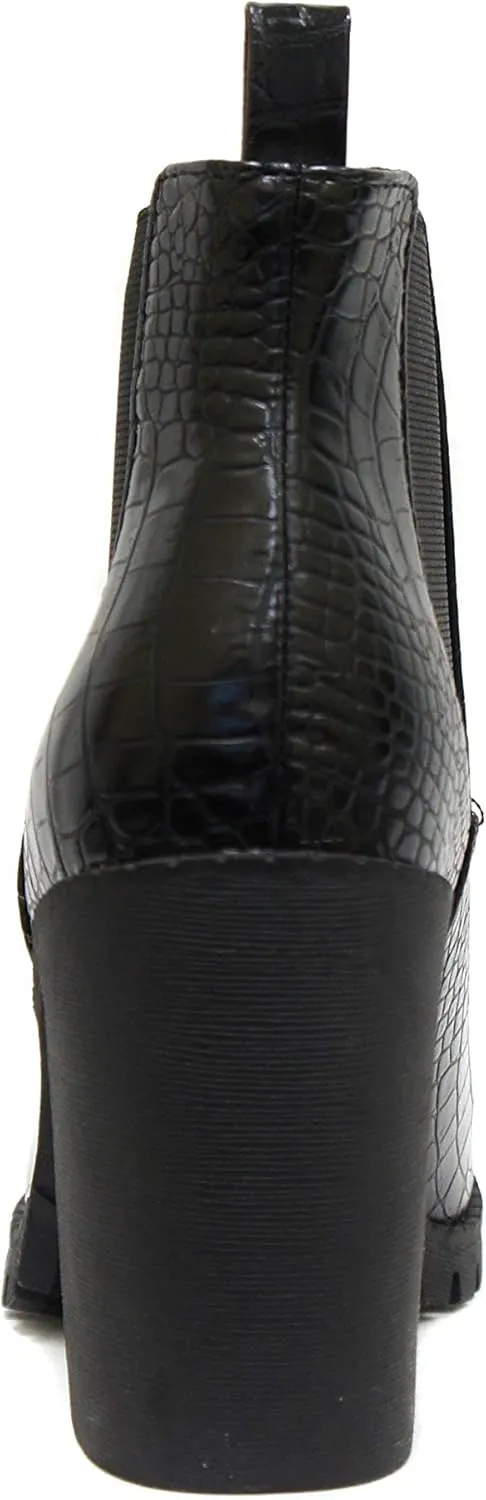 Soda Glove - Ankle Boot w/Lug Sole Elastic Gore and Chunky Heel