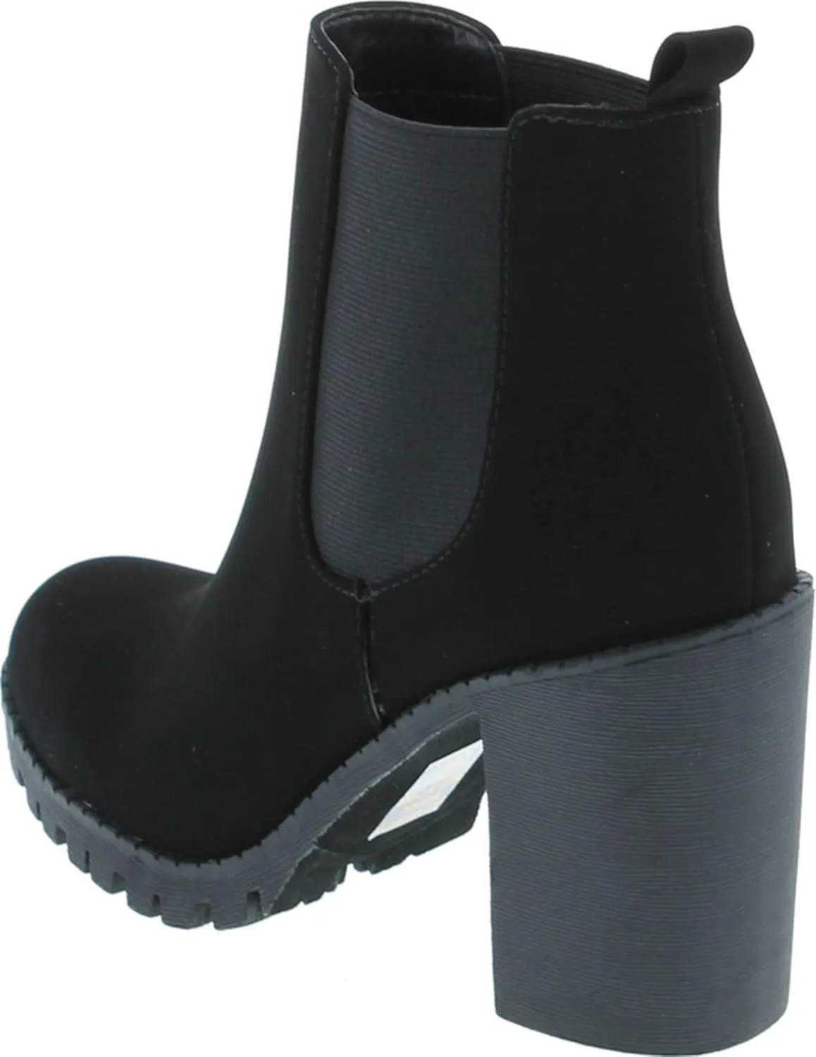 Soda Glove - Ankle Boot w/Lug Sole Elastic Gore and Chunky Heel