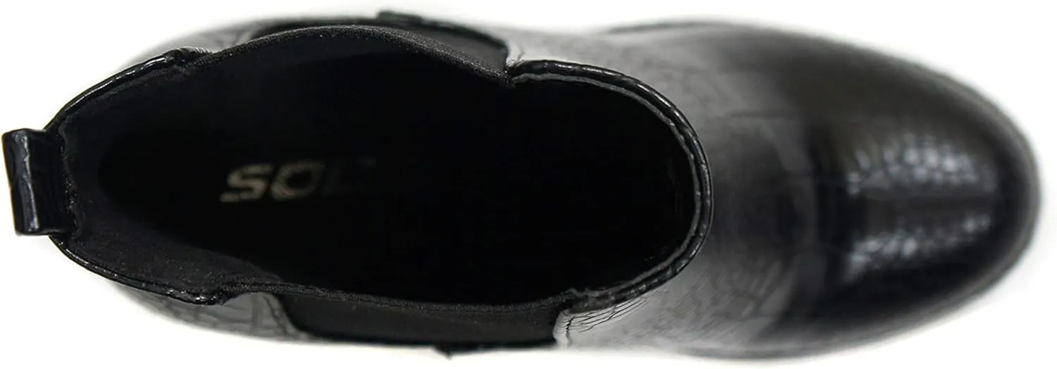 Soda Glove - Ankle Boot w/Lug Sole Elastic Gore and Chunky Heel