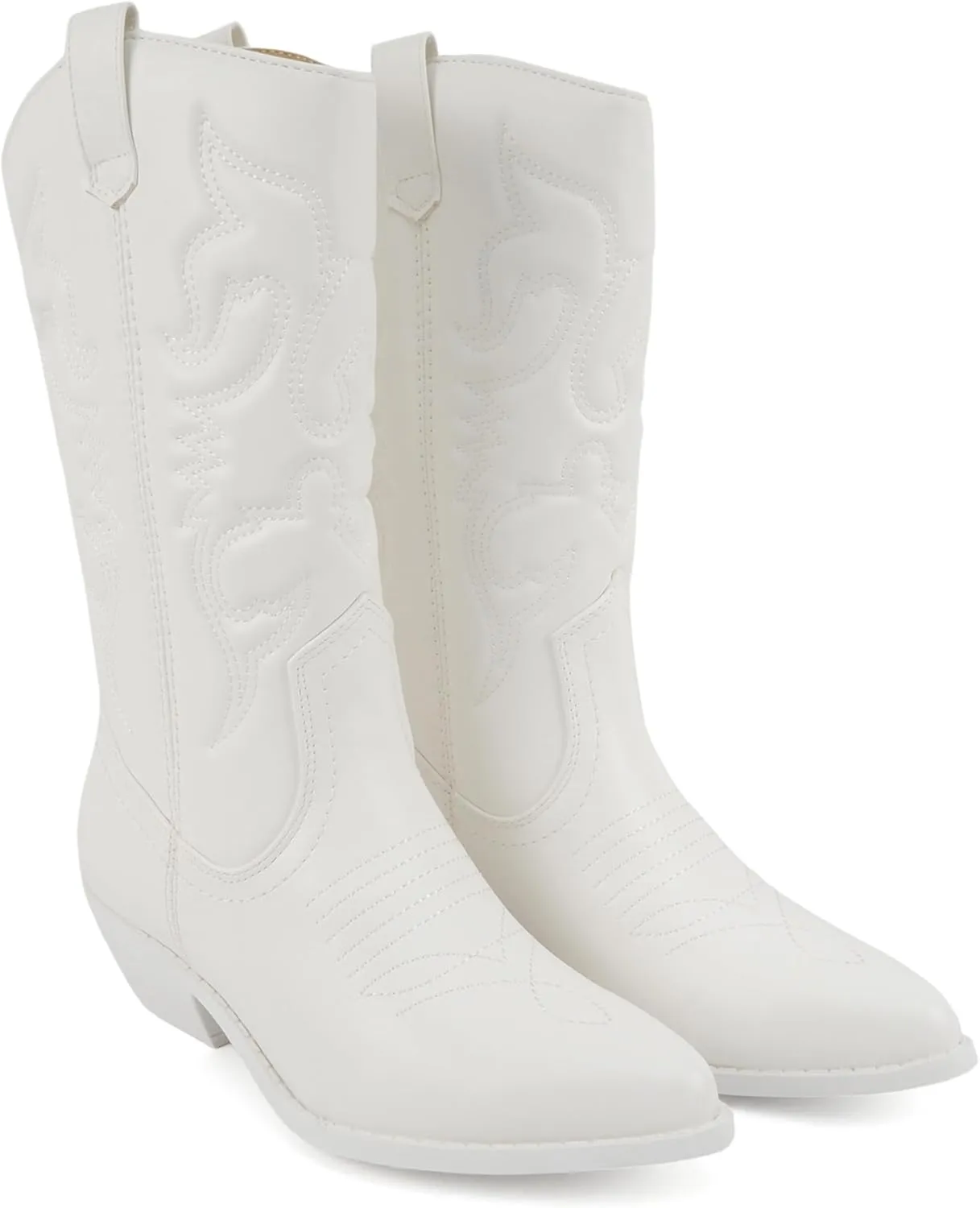 Soda “Rodeo” ~ Women's Knee High Western Cowboy Boots with Stitched Detailing, Pointed Toe, and Low Block Heel