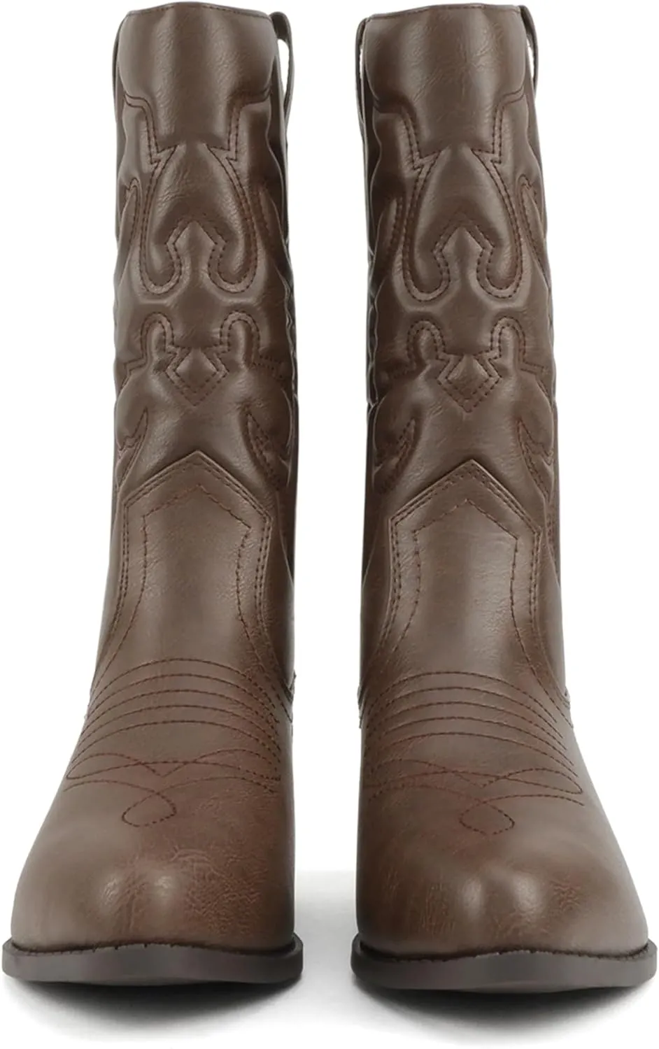 Soda “Rodeo” ~ Women's Knee High Western Cowboy Boots with Stitched Detailing, Pointed Toe, and Low Block Heel